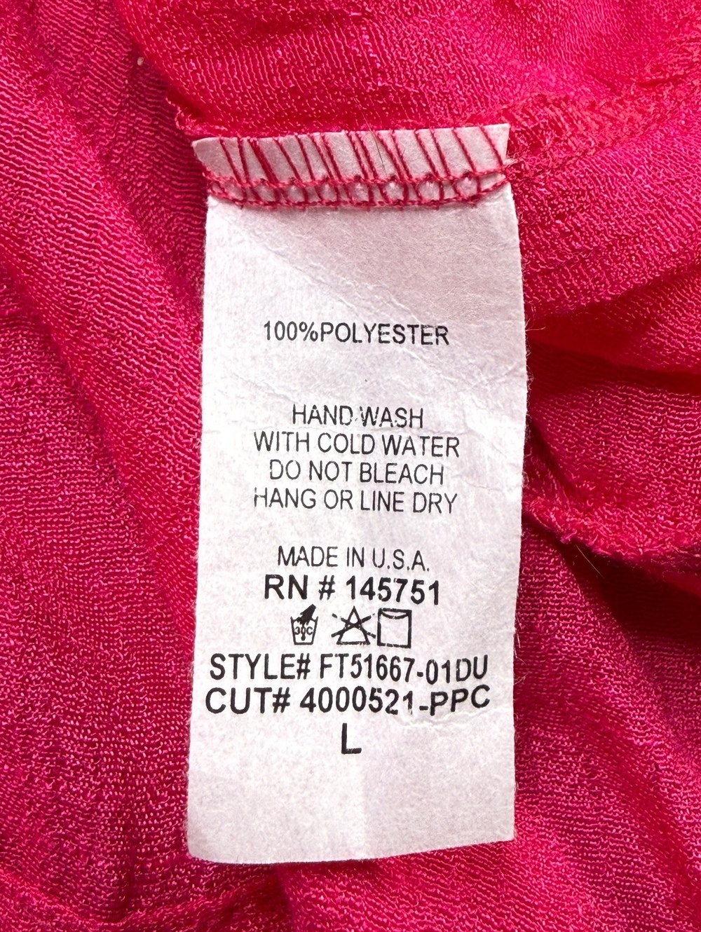 DressUp Fuchsia Polyester Ruffle Hem Top Large - Picture 4 of 4